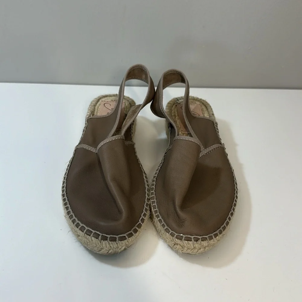 Anthropologie Gaimo Leather Slingback Espadrille Sandals Size 36(5.5)